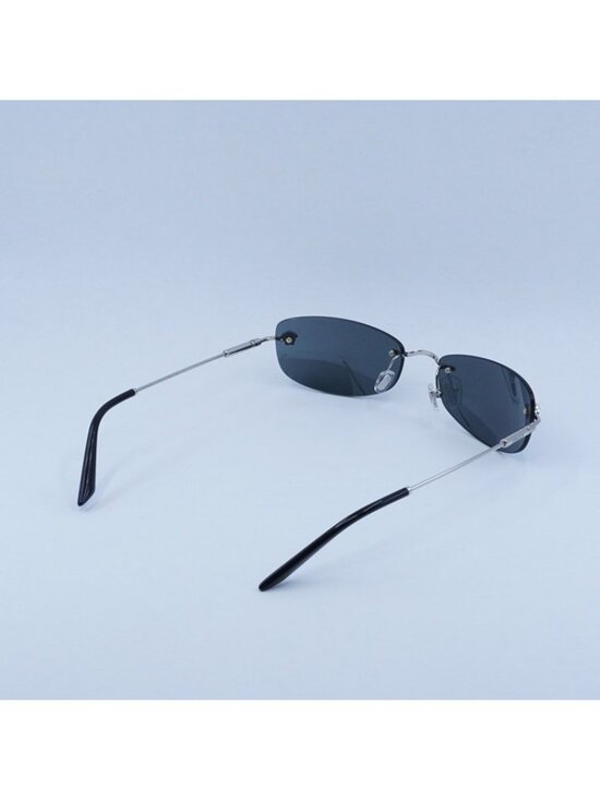 Versace VE2279 100087 Rectangle Sunglasses - Silver Frame, Dark Grey Lenses